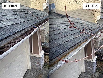 Before and after gutter maintenance services in Portland, OR