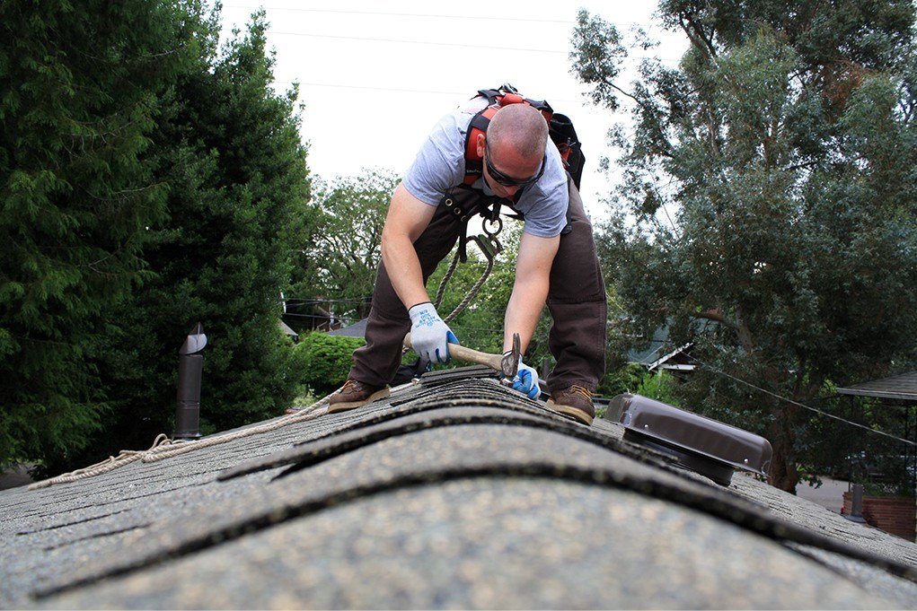 Roof Maintenance Contractor Fixing Shingles in Oregon